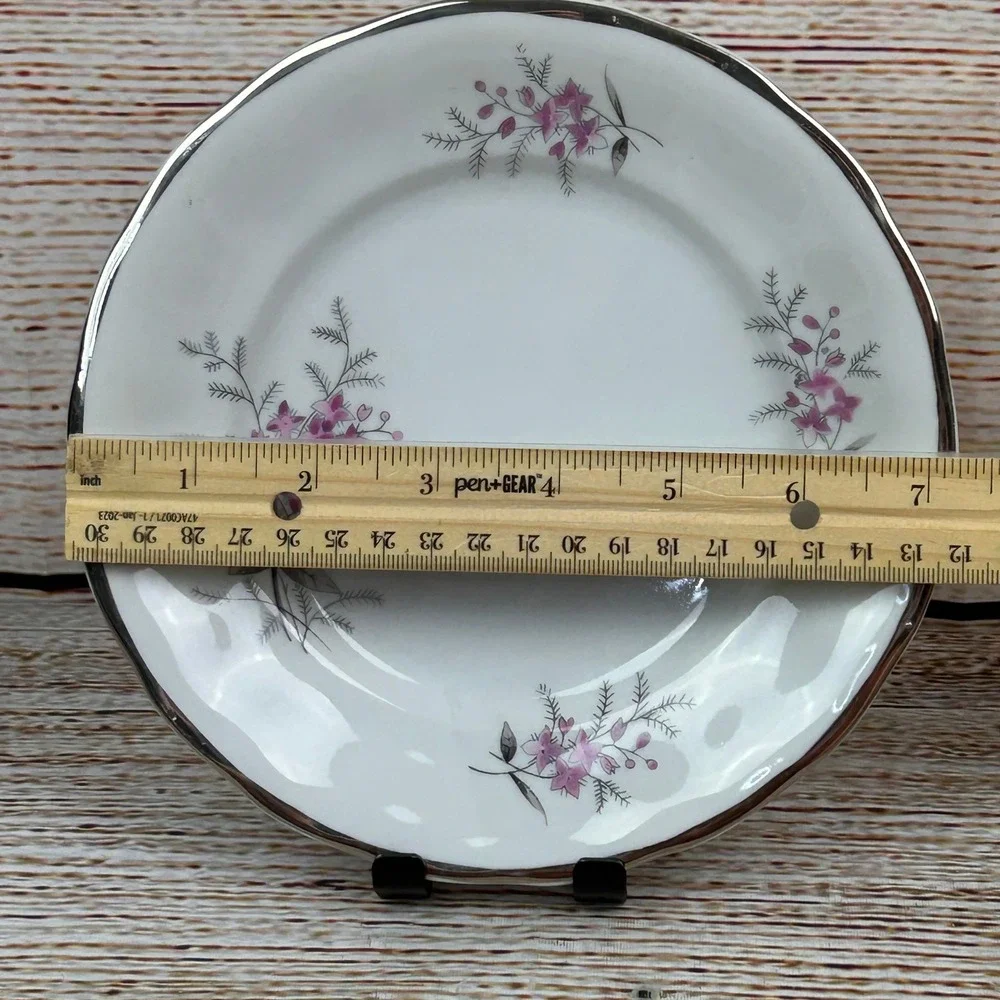 Favolina Karolina Jarolina Porcelain‎ Salad Plate 3879 Floral Silver Scalloped 9